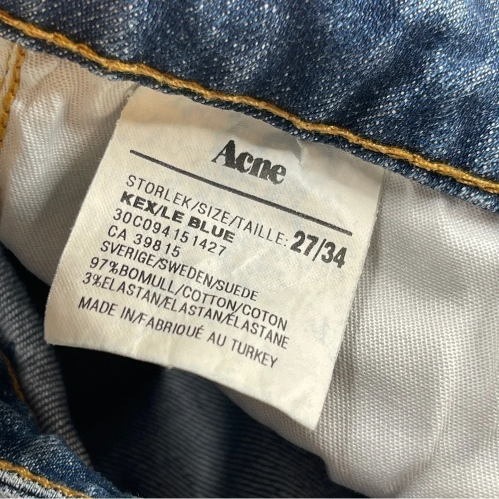 Acne Studios Kex Jeans Le Blue Cropped Raw Hem Size 27